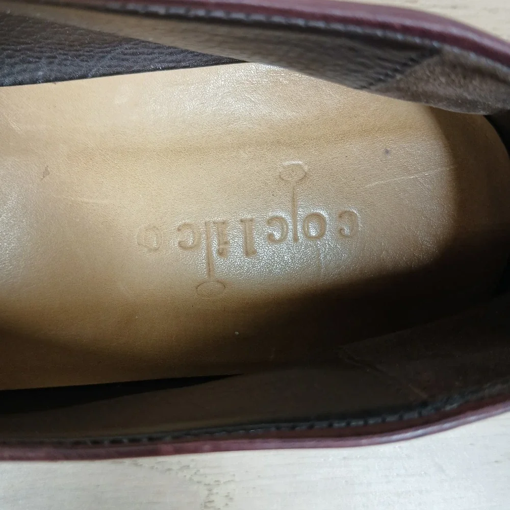 Coclico Flats Womens 9 Burgundy Leather Asymmetrical Slip On Ballet Artisan